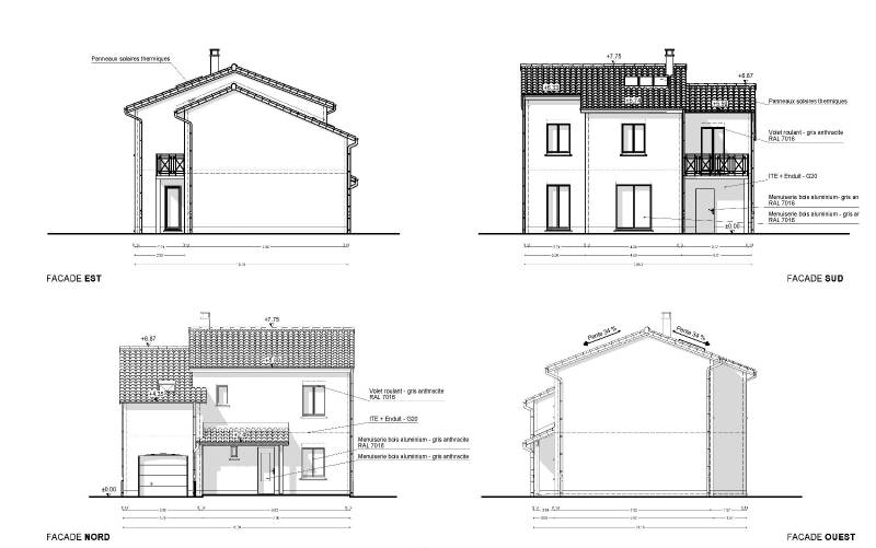 Rénovation globale d'une maison à Brignais, au sud-est de Lyon pour faire des économies d'énergies avec chaudière bois, panneaux solaires et isolation par l'extérieur